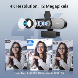 N newline Webcam 4K con Sensor CMOS 1/2.55", autoenfoque PDAF, 2 micrófonos con cancelación de Ruido, Camara Web para PC, UHD 4K@30fps y 1080p@60fps, 