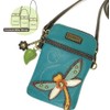 Chala teléfono Celular Bolso Crossbody Pleather Convertible Libélula Turquesa