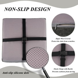 Flygulls Square Bar Stool Cushions Non-Slip Chair Pads with Ties 2“ Thick Chair Cushions Set of 2 with Machine Washable Cover 14" X 14" (Dark Grey)