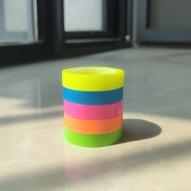WIICOYK Tape Type, Fluorescent 5 Colors, Ultra Fine Lines, Translucent Film Sticky Notes, Headings, Indexes, Notebooks, Word Books, Colorful, 0.2 inch (6 mm) or 0.3 inch (8 mm) Width, 5 Rolls Set (6mm