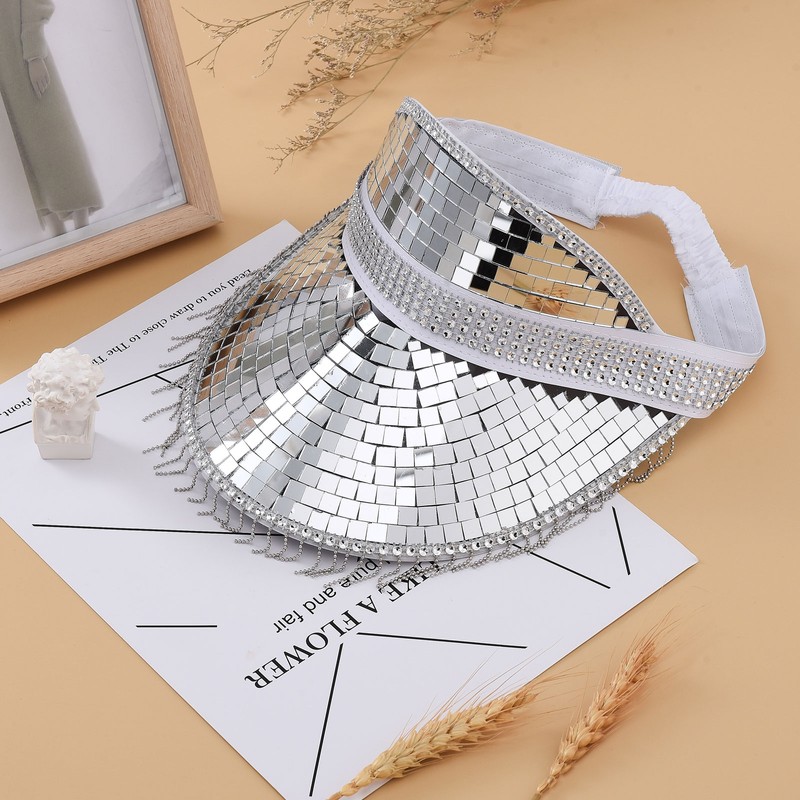 Glitter Mirror Sun Hat Silver For Summer Beach