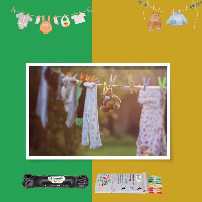 25m Washing Line Rope Strong Steel Core 3.5mm thickness Indoor-Outdoor