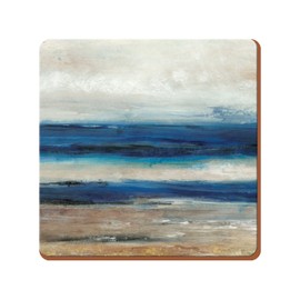 Creative Tops Abstract Ocean View Set of 6 Premium Wooden Cork-Backed Coasters by, 10.5 x 10.5 cm (4" x 4")