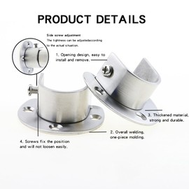 Leliafleury 4 Pack Flange Rod Holder 22mm Stainless Steel Pole Sockets Wardrobe Pole Brackets Closet Rod End Supports for Wardrobe Bathroom Kitchen (Silver)