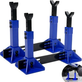 RC Car Jack Stand for 1/8 1/10 Scale Climbing Crawler Car Jack Stand Accessory for Traxxas TRX4 Axial SCX10 RC4WD Tamiya CC01 D90 HPI HSP D110 TF2 Redcat Gen7 Gen8, 2 Pairs Metal Jack Stand(Blue)