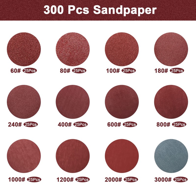 Windspeed 300+8 Pcs Sanding Discs Pad Kit, 2 Inch Die