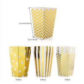 Popcorn Boxes 36 PCS Gold Popcorn Cups Popcorn Holder Popcorn Bowls Cardboard Small Snack Candy Containers for Kid Wedding Birthday Party Decoration