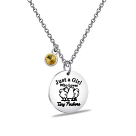 PLITI Chicken Gift Crazy Chicken Lady Gift Chicken Mom Gift Just A Girl Who Loves Tiny Peckers Necklace For Chicken Lover (Girl Tiny Peckers nec)