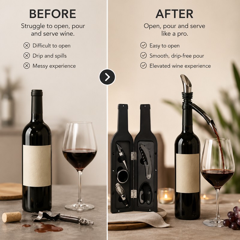 Wine Opener Gift Set for Entertaining – 5-Piece Stainless Steel