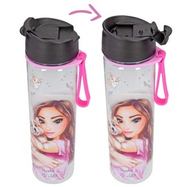 Depesche TOPModel Corgi 12035 Drinking Bottle for Children with Model and Dog Print, Bottle with Clip Closure and Handle, Capacity Approx. 600 ml