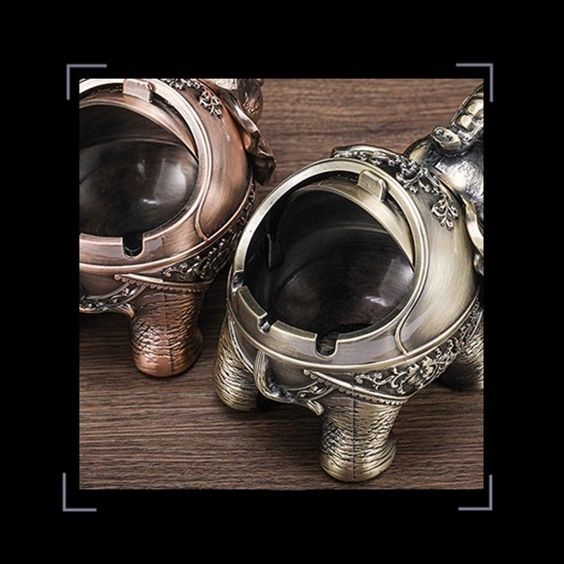 VOANZO Metal Ashtray Elephant With Lid Seal Creative Decorative Ashtray