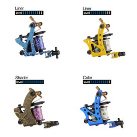 Solong Tattoo Complete Tattoo Kit 4 Pro Machine Guns 54 Inks Power Supply Foot Pedal Needles Grips Tips Carry Case TK453-US(Machine color random)