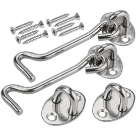 2 x 4 inch storm hooks, stainless steel cabin hooks, door hooks, door latch, window catch, cabin, door lock, window hooks with 8 mounting screws