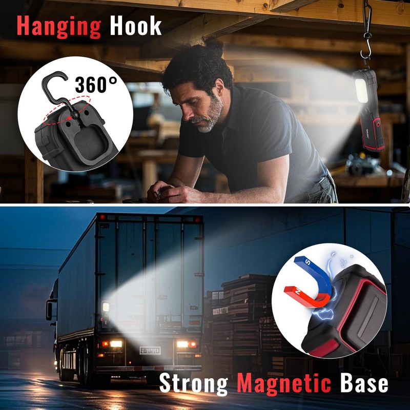 SNUFF Magnetic Work Light Rechargeable, 1000LM LED Work Light with