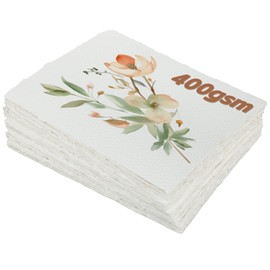 60 Sheets Handmade Watercolor Paper 400 GSM, White Deckled Edge Paper, 6 x 8 Inch Cotton Textured Paper Vintage Handmade Deckled Edge Watercolor Paper for Invitations, Writing, Drawing, Crats