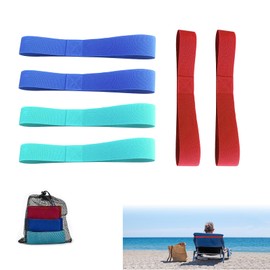 BORISCA 6 Pcs Beach Towel Bands, 3.8x40cm Towel Bands for Sun Loungers with Storage Bag, Elastic Towel Craber for Beach Chair, Towel Bands for Beach, Pool, Cruise Chairs(Blue, Red, Green)