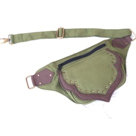 Cotton Waistbag Travel Utility Belt Unisex Cotton Waist Pack Money Belt Hip Bag Fanny Pack Bumbag Travel Hiking Utility Belt (Green)