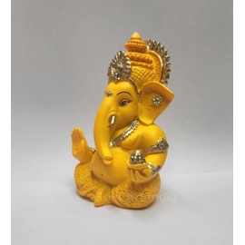 Gold Art India Mango Terracotta Finish Ganesha for Car Dashboard Home Decor Gifting Diwali Birthday Festivals 3.5 x 2 Inches