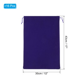 PATIKIL Shoe Dust Bag, 16 Pack Duster Flannel Shoes Pouch with Drawstring Washable Breathable Travel Shoe Bags for Home Luggage Storage, 12x17 Deep Blue