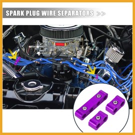 Partuto 4 Set 8mm Car Engine Spark Plug Wire Separator Looms Divider Organizer Clamp Aluminum Alloy Purple Replacement