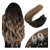 sunny hair Extensiones Cabello Real 50gr 14in Negro Mezcla Marrón