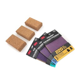 Cork Sanding Block Set with Ultra Durable Sandpaper – Includes 3 Cork Sanding Blocks and 15 Sheets (80, 120, 220 Grit)