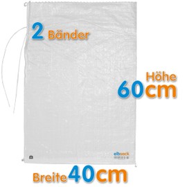 10 Elbsack Sandbags 40 x 60 cm Against Floods – Empty PP Sand Bags with Closure Strap, Can Be Filled with Sand – Used by THW & Fire Brigade for Flood Protection