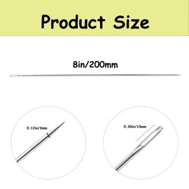 4 PCS 8" Professional Upholstery Needle,20cm Length 3mm Thickness with Needle Storage Tube,Large Eye Hand Sewing Needles,Stitching Needles for Repair Stitching and Home Crafting Projects