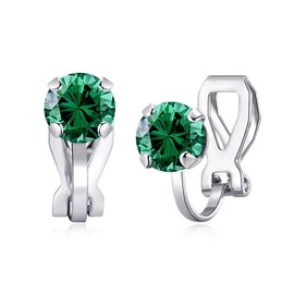 Philip Jones May (Emerald) Birthstone Clip On Earrings Created with Zircondia® Crystals