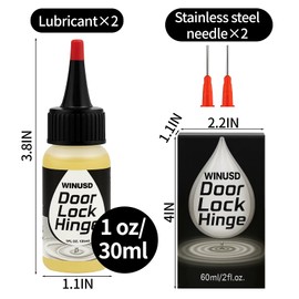 Door Hinge Lubricant Needle Oiler | 2 oz Lock Lube for Keyhole | Chain Lube Anti Seize Squeaky Door Hinge Oil for Bicycles, Zipper, Lock | Home Maintenance Kit for Quiet Doors, Hinges & Hardware​