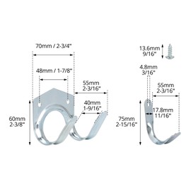 QWORK® Pack of 20 Heavy Duty Tool Hooks Garage Hooks - 10 Double Hooks 10 Single Hooks - for Garage, Garden, Shed, Workshop