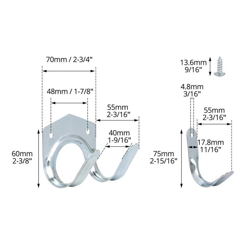 QWORK® Pack of 20 Heavy Duty Tool Hooks Garage Hooks