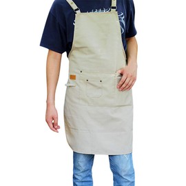 Nanxson Adjustable Cross Back Bib Aprons Chef Work Apron with Tool Pockets for Men Women CF3106 (khaki, One Size)
