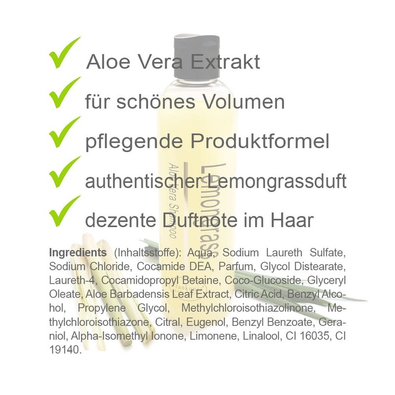 Lemongrass Shampoo with Aloe Vera, Nourishing Shampoo 250 ml