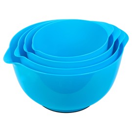 BoxedHome Mixing Bowl Set Mixing Bowl Set Plastic Salad Bowl Non-Slip Stackable Serving Bowls for Kitchen Mixing Bowl Set 4-Piece Cyan Blue
