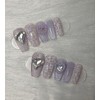 [In-store special discount] Light purple tweed magnetic gel handmade nail