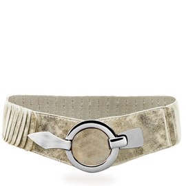 Glamexx24 Women's Elastic Waist Belt 6 cm Wide Waist Belt with Silver Ring, gold