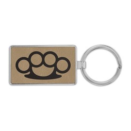 RDW Brass Knuckles Premium Leatherette Keychain - Light Brown