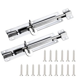 2 Pcs 8 Inch Gate Bolt Lock Shed Door Lock Mit 16 Screws,Door Bolts for External Doors，Garden Gate Boltsuitable for Wooden Gates Garden Shed Garage
