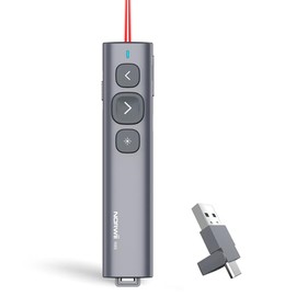 Norwii N95 Clicker de presentación con receptor USB-A y C, clicker de PowerPoint para control remoto de presentación, presentador inalámbrico recargable, avance de diapositivas para PC/portátil/libro