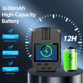 CAMMHD C8-64G 1296P Body Camera with Audio and Video 11-12Hrs Video Record Night Vision IP67 Waterproof Body Mounted Camera with Extended Memory for Outdoor, Law Enforcement, Guard, Travel