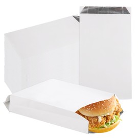 LOPYXBR 200 PCS Paper Foil Hot Dog Wrappers Foil Grease Bags for Kitchen Disposable Burger Bags Aluminum Foil Bags Greaseproof Hot Dog Bags for Sandwiches, Fast Food, BBQ (White, 4.7"x1.6"x 7.7")