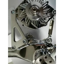 Rodspeedracing New Chevy SBC 350 130 Amp 1 Wire Alternator & LWP Aluminum Bracket Kit Polished