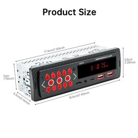 ePathChina Car Audio Bluetooth Single DIN Stereo, 12V LED Car Radio MP3 Player with Hands-Free, Dual USB, Voice Assistant, App Control, Supports FM/MP3/WMA/FLAC/AUX/TF