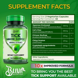 BLIVA Tick Immune Support Supplement - Japanese Knotweed, Cat's Claw, Chinese Skullcap, Cryptolepis - Advanced Tick Herbal Complex Formula - 90 Vegan Capsules