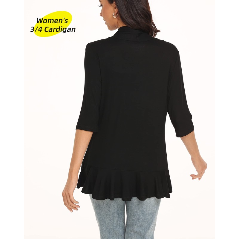 Argstar Women's Lightweight Cardigans, Casual Open Front Soft Draped Ruffles