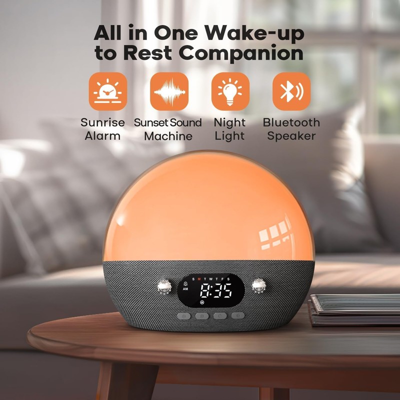 Dekala RestOnn Sunrise Alarm Clock Sunset Sound Machine 7-Day Programmable