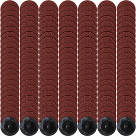 300 Pcs Sanding Discs 2 Inch Roll Lock Die Grinder Sanding Surface Conditioning Discs for Surface Prep Strip Grind Polish Finish Burr Rust Paint Removal, red (60 Grit)