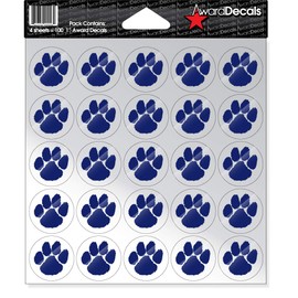Award Decals Paw (Royal Blue on Clear) Sticker Set (100 Decals) 1" The Original Award Decals Premium 20mil Thick Helmet Decals Made in The USA Since 1976