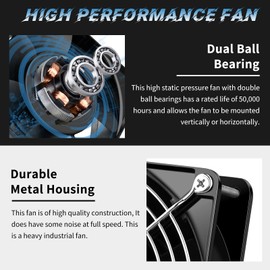 WDERAIR AC Axial 110V 120V 120mm x 38mm Dual Ball Big Airflow Fan for DIY ventilation exhaust, Chicken Coop, Kitchen, Window Exhaust, Greenhouse, Small Box Cooling